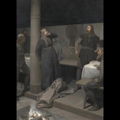 La gifle de Hallgerd, saga de Njáll le Brûlé - Peinture: Johan August Malmström