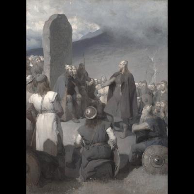 La parade nuptiale de Frithiof, saga de Frithiof - Peinture: Johan August Malmström