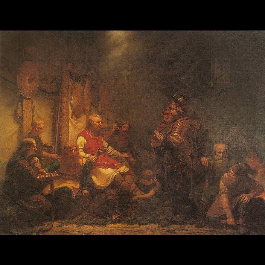 Le messager du roi Aella devant les fils de Ragnar Lodbrok