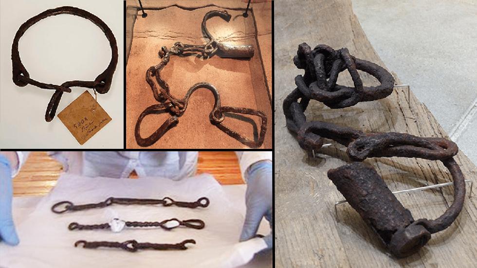 Chaînes d'esclaves découvertes à Birka en Suède, à Neu Nieköhr en Allemagne, à Linn Duchaill en Irlande et à Trelleborg au Danemark - Photos: Musée historique suédois