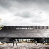 Danemark - Le projet retenu pour le futur Borgring Experience Center ressemble à une halle viking moderne - Illustration: LOOP Architects