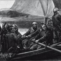 Des Ushkuiniks, guerriers pirates de Novgorod - Illustration Saveliy Moiseyevich Zeydenberg