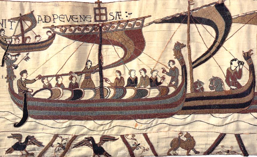 France - La Mora, navire de Guillaume le Conquérant, représenté sur la Tapisserie de Bayeux (scène 38) - Illustration: Musée de la Tapisserie de Bayeux