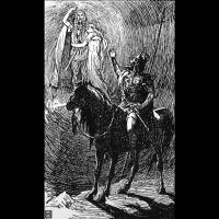 Hermódr fait ses adieux à Nanna et Baldr en Helheim - Illustration George Percy Jacomb-Hood