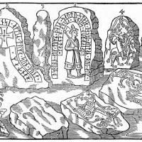 Suède - Le monument de Hunnestad représenté par Ole Worm en 1643