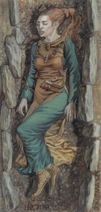 Suède - Représentation de la femme au crâne allongé dans la tombe 192 de Havor, district de Hablingbo, Gotland - Illustration: Mirosław Kuźma, Matthias Toplak